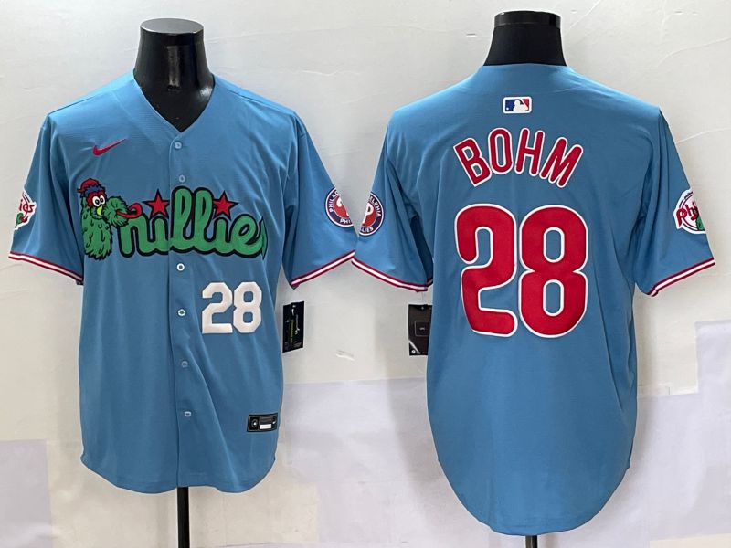 Men Philadelphia Phillies #28 Bohm Light Blue three generations Joint Name Nike 2025 MLB Jersey style 4->philadelphia phillies->MLB Jersey
